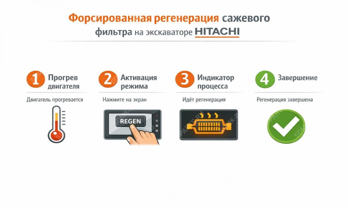 Инструкция по принудительной регенерации сажевого фильтра Хитачи.